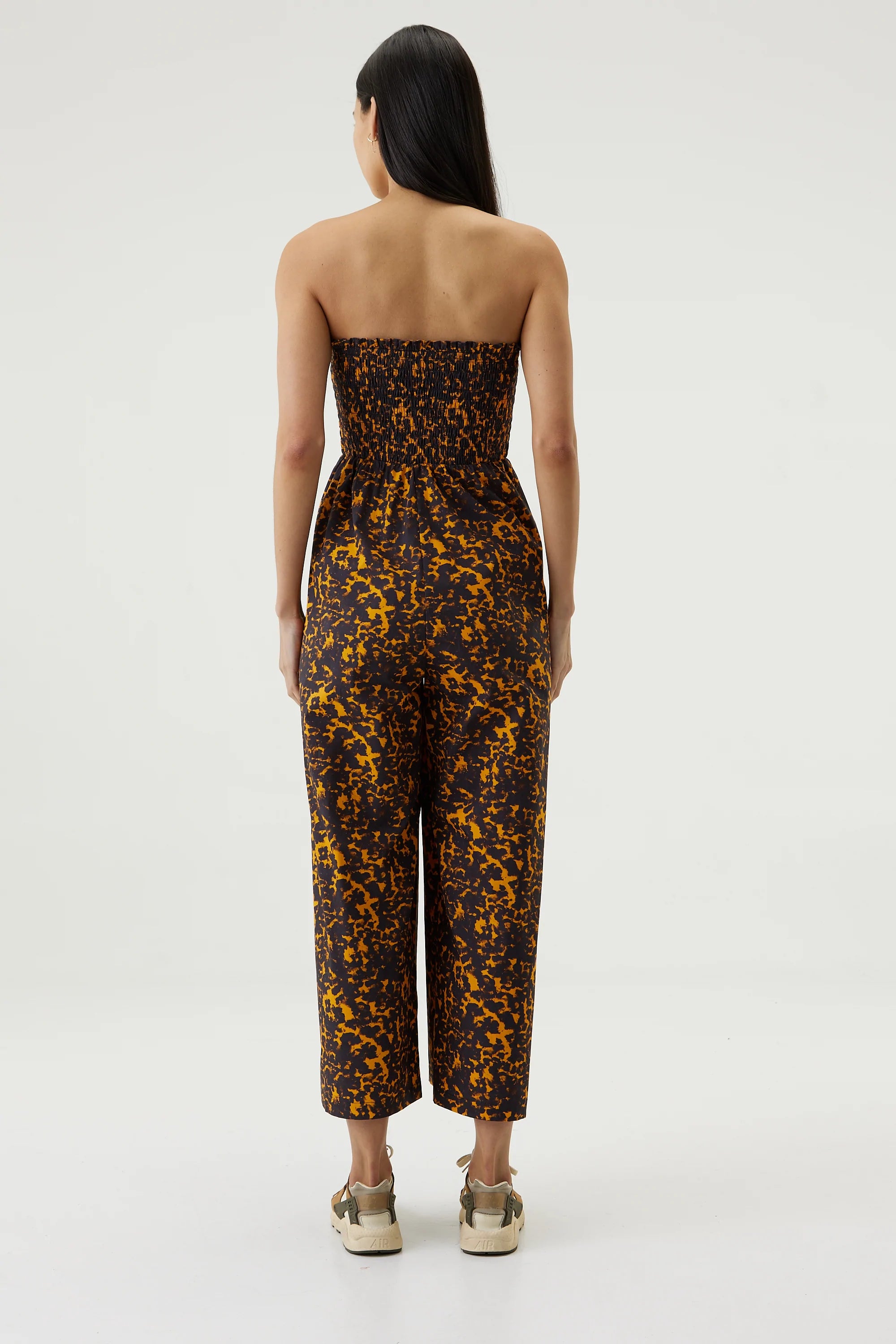 Elysian Collective Third Form Blur Out Shirred Jumpsuit Orange Blur