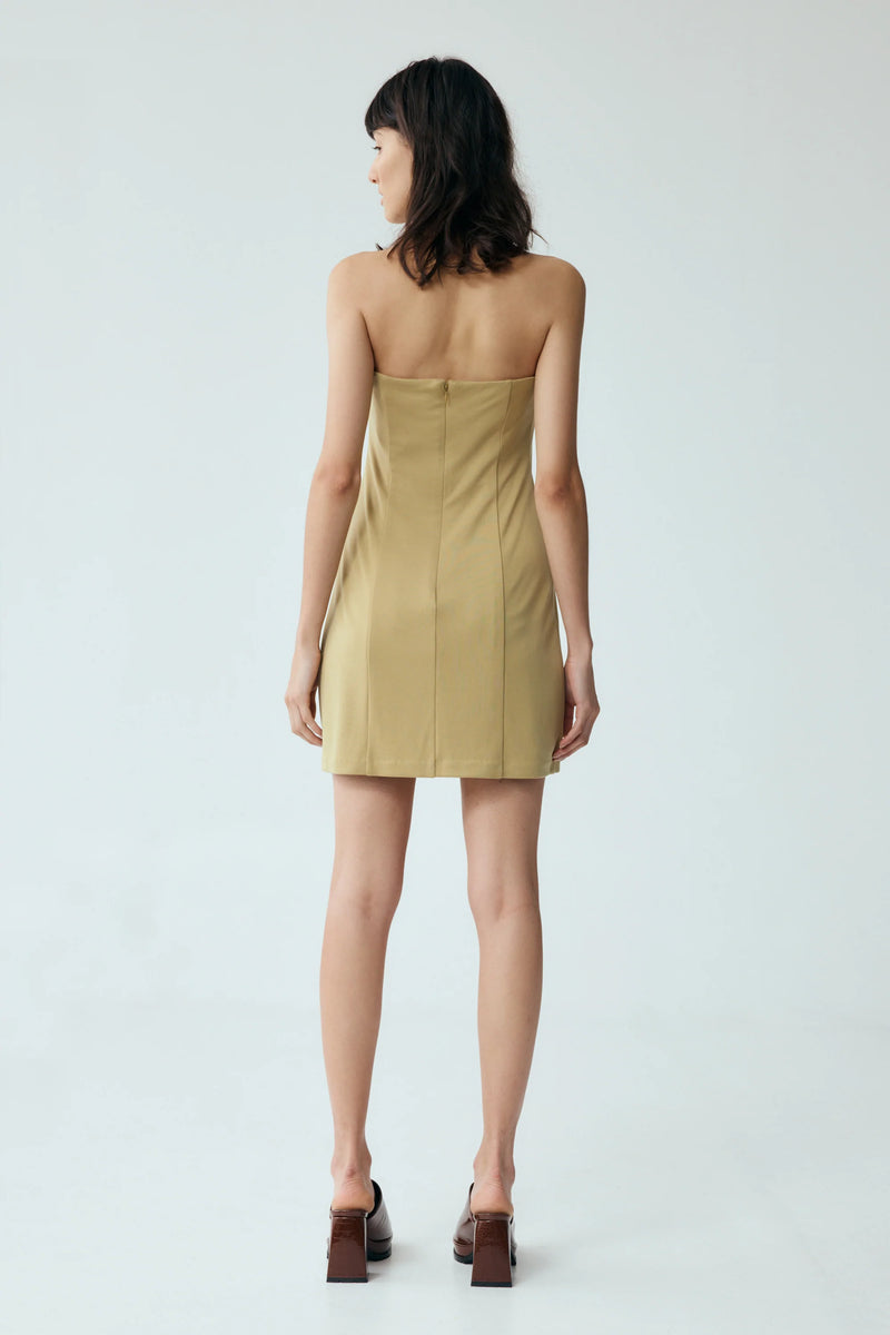 Elysian Collective Third Form Form Strapless Mini Dress Khaki
