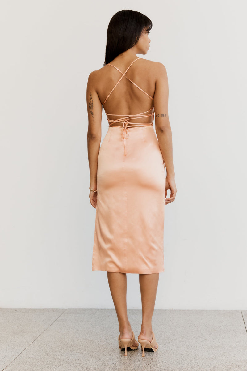 Elysian Collective Third Form Loose Ends Midi Dress Peach