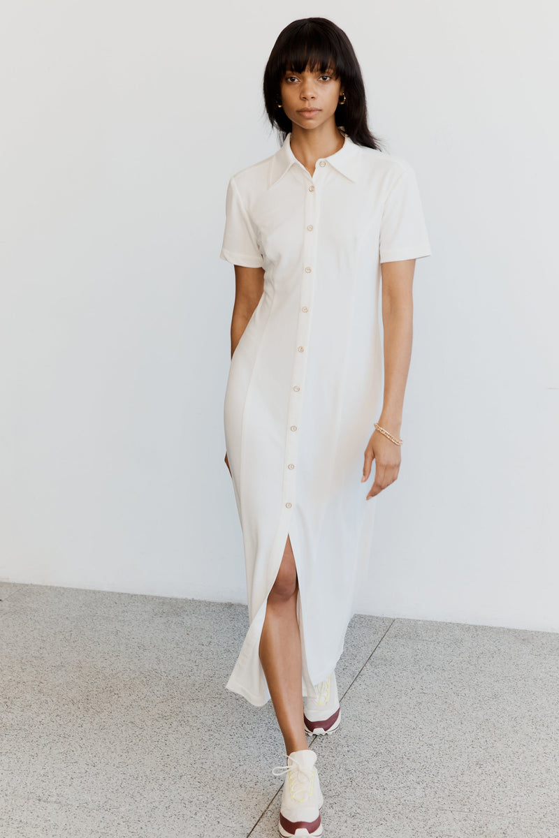 THIRD FORM - Marble Midi Shirt Dress (Off White)