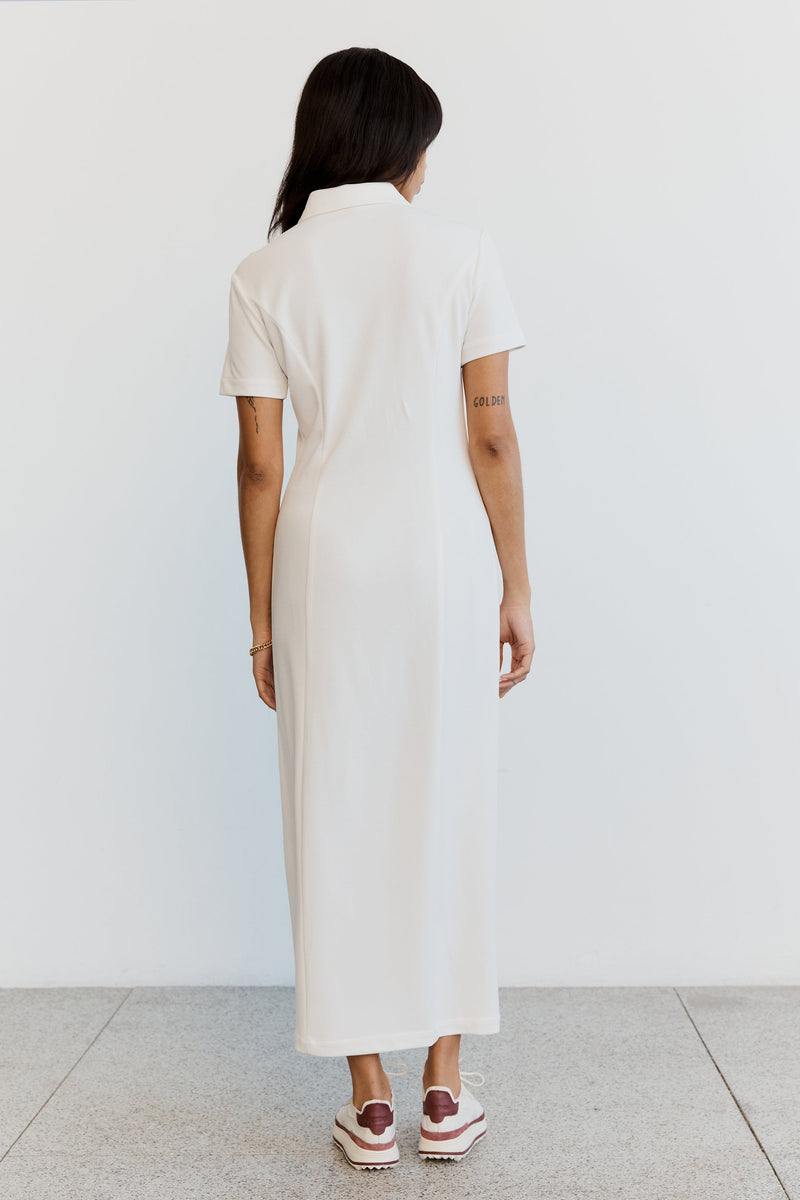 Elysian Collective Third Form Marble Midi Shirt Dress Off White