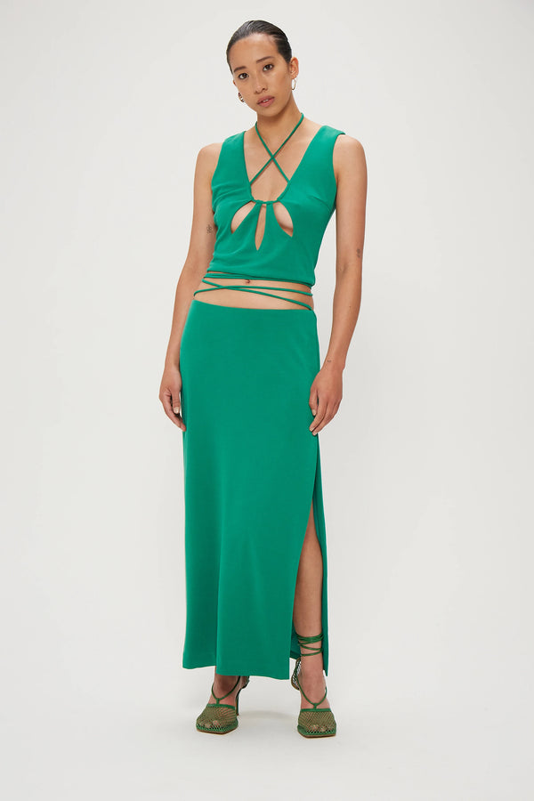 Elysian Collective Third Form Rip Tide Wrap Around Skirt Emerald