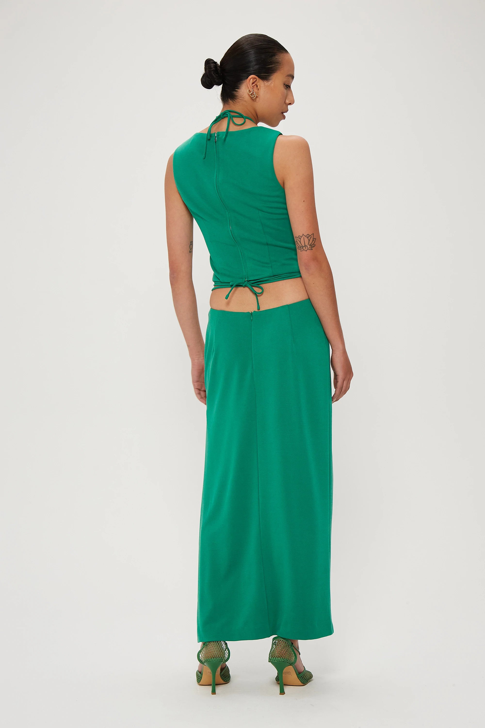 Elysian Collective Third Form Rip Tide Wrap Around Skirt Emerald