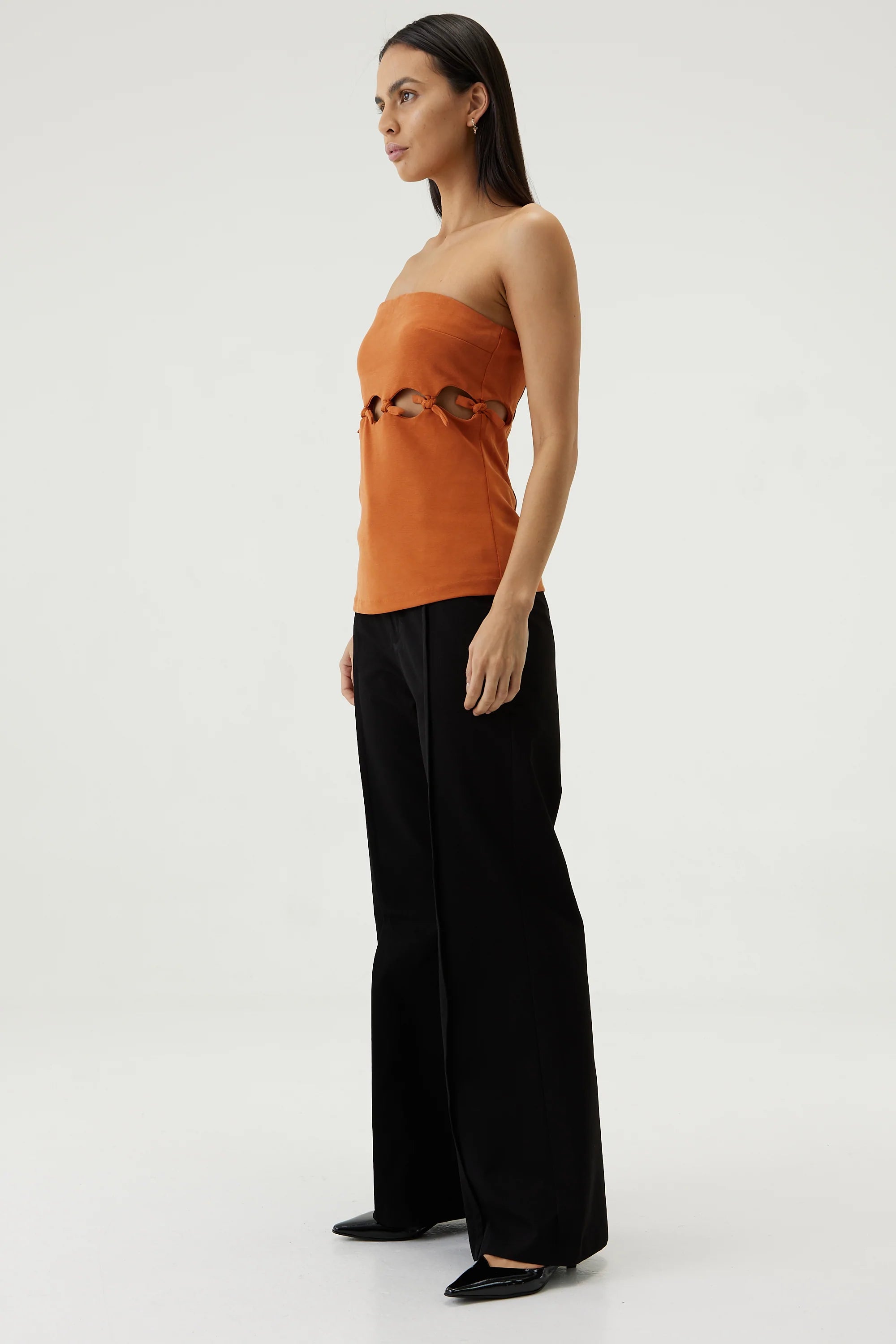 Elysian Collective Third Form Tie Down Strapless Top Burnt Orange