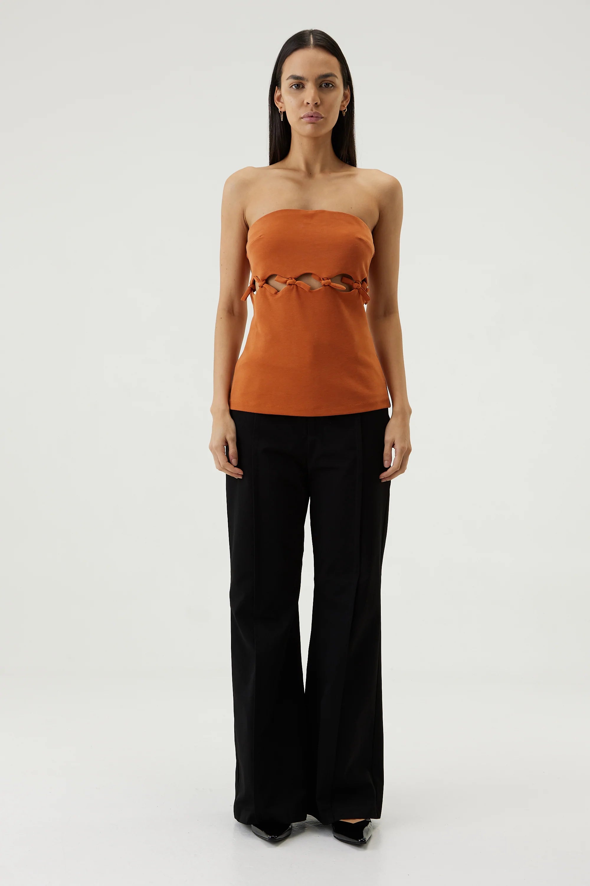 Elysian Collective Third Form Tie Down Strapless Top Burnt Orange