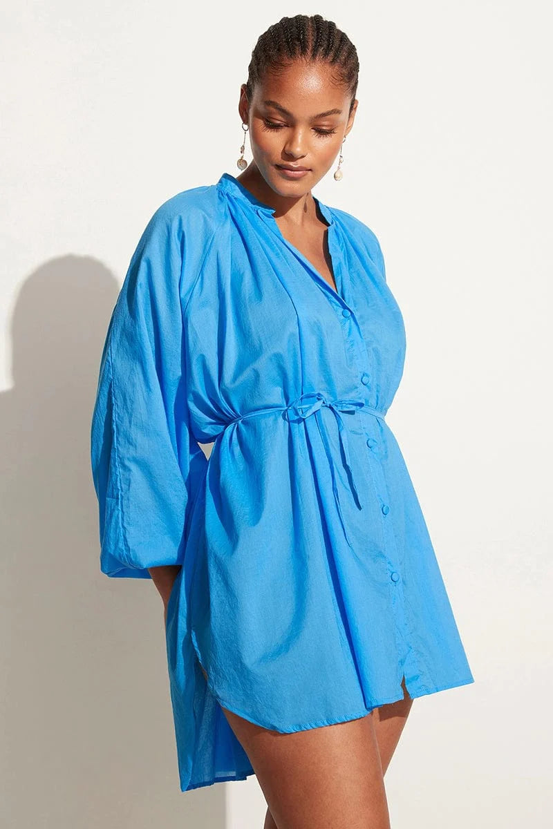 Elysian Collective Faithfull The Brand Lucita Smock Dress Turquoise