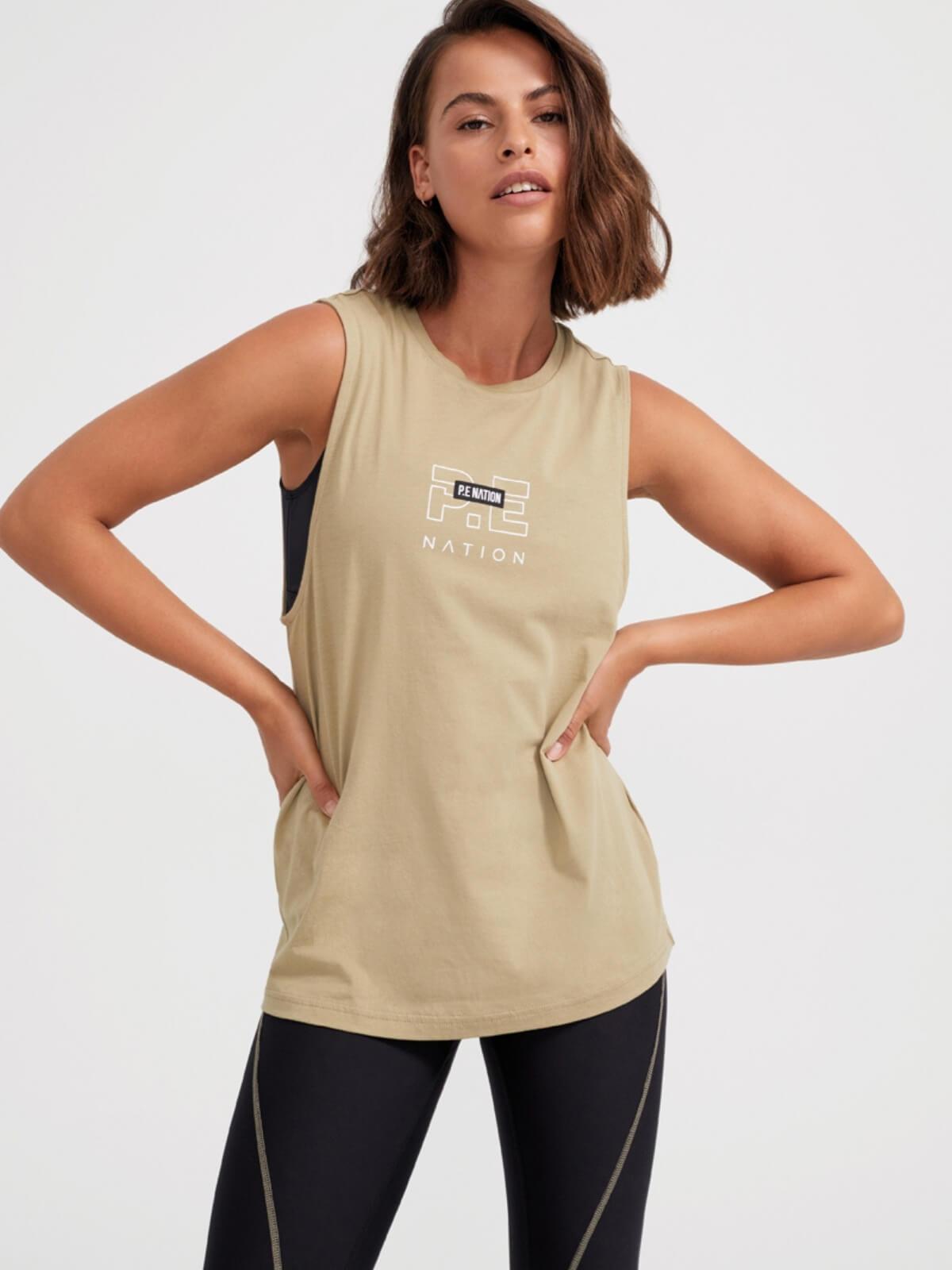 P.E NATION - TWIST SERVE TANK (OLIVE GRAY)