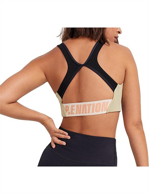 P.E NATION - DOUBLE TEAM OLIVE GREY SPORTS BRA