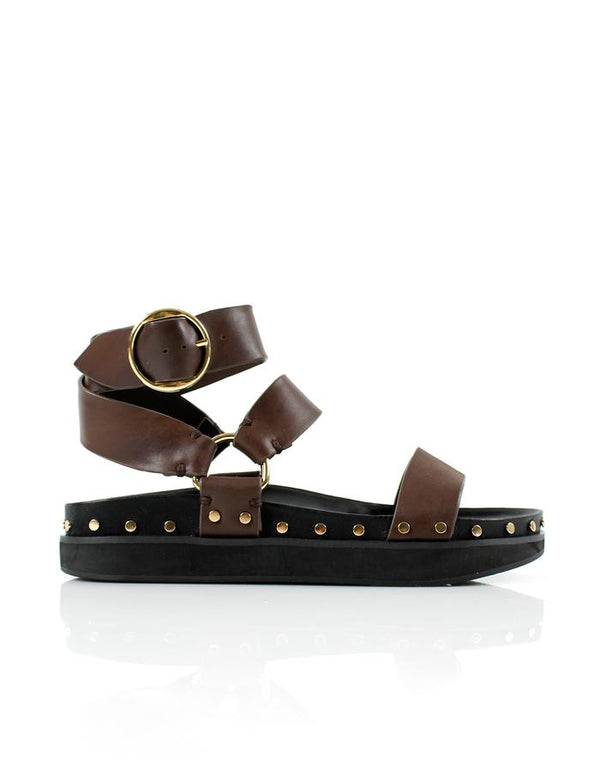 LA TRIBE - Studded Sandal (Chocolate / Gold)