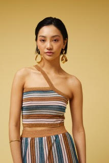 SUBOO - Lolita One Shoulder Top (Metallic Stripe)