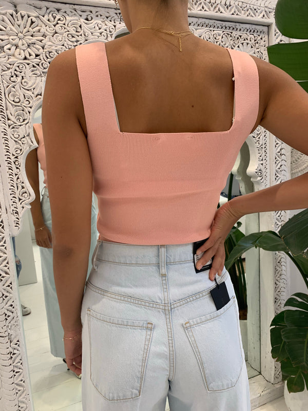 WHITE BY FTL - Becca Crepe Knit Top (Peach)